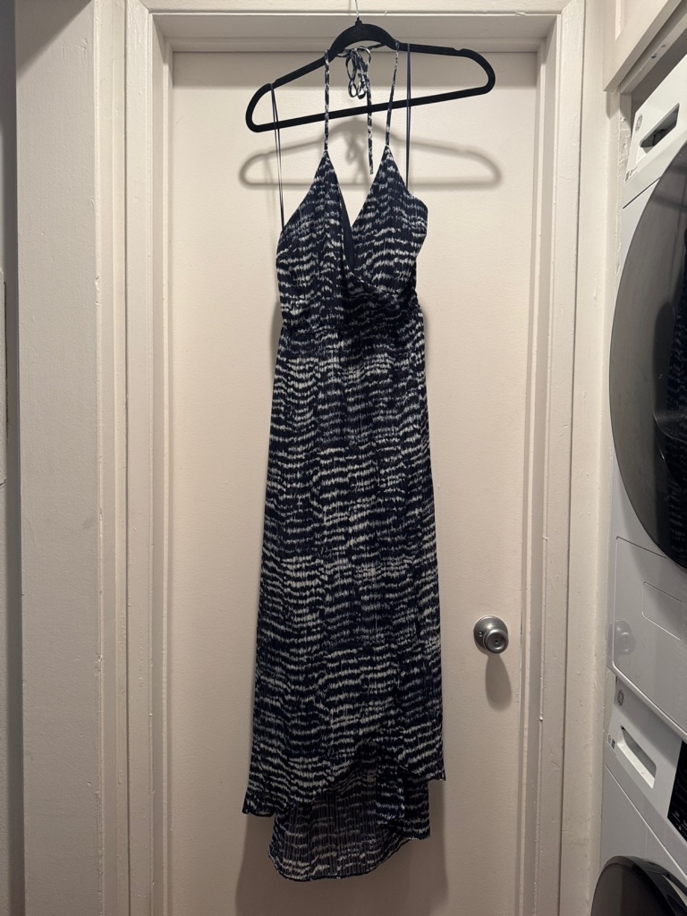 Luxe Apothetique Blue White High Low Dress with Front Slit